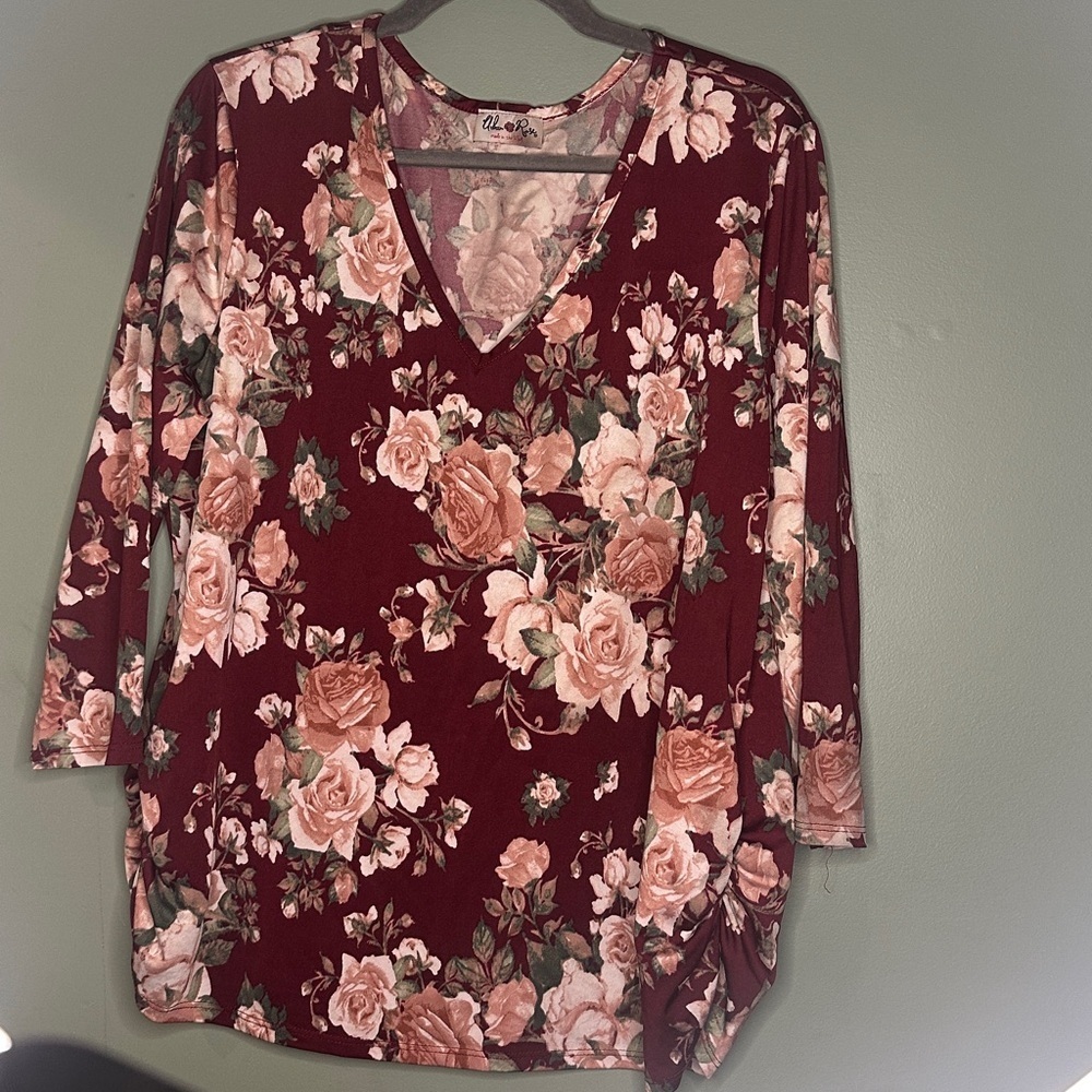 Urban Rose Vintage women’s XL floral top Boho Roses cottagecore retro spring